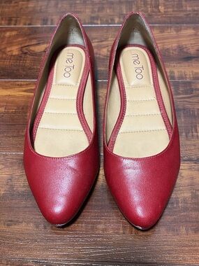 me too Burgundy Pointed-Toe Slip-On Flats